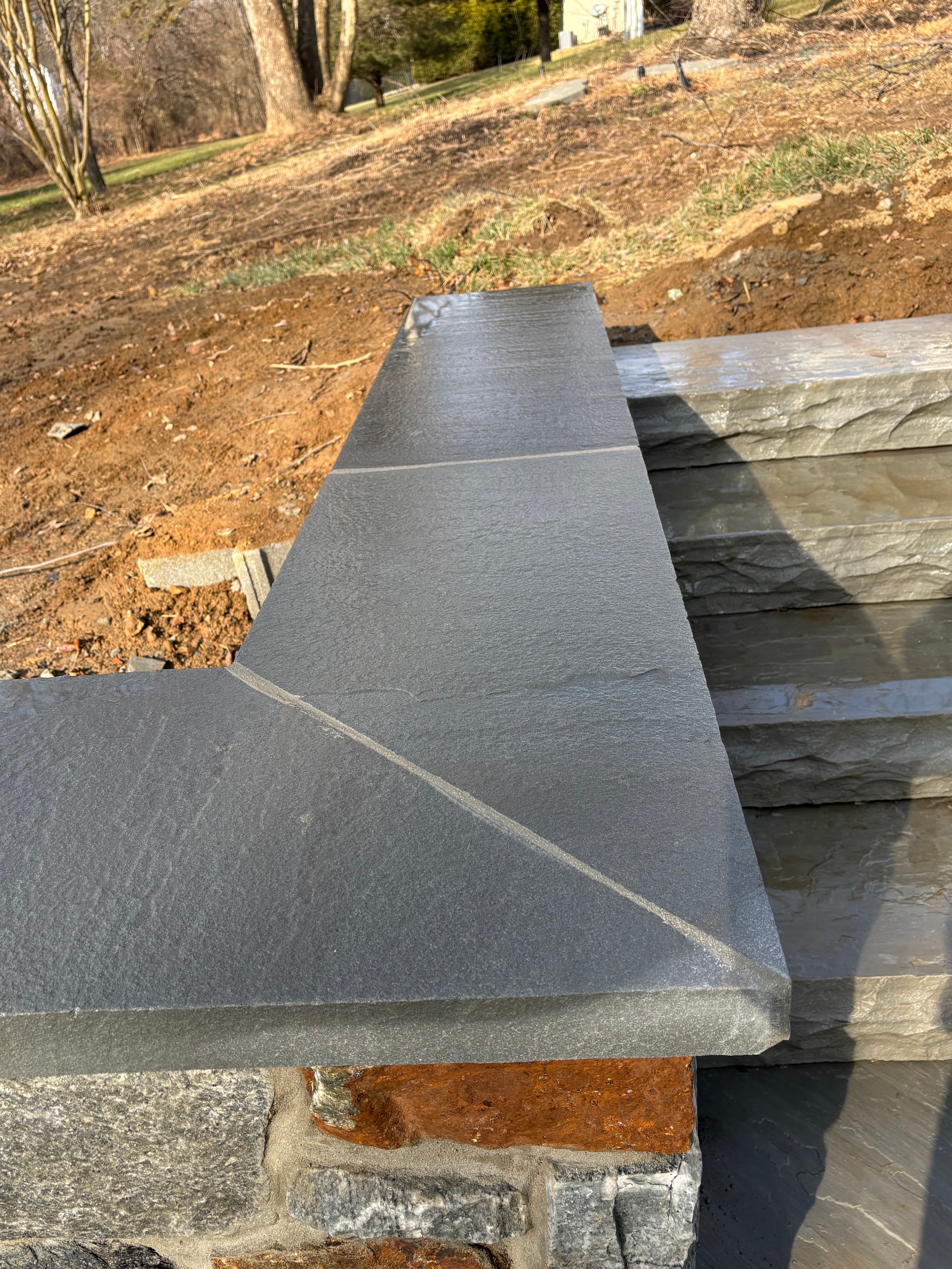 Stone Wall Detail — Precision-cut slate panels, Chester County