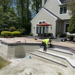 Pool Deck Construction — Residential pool deck built by our masonry crew.